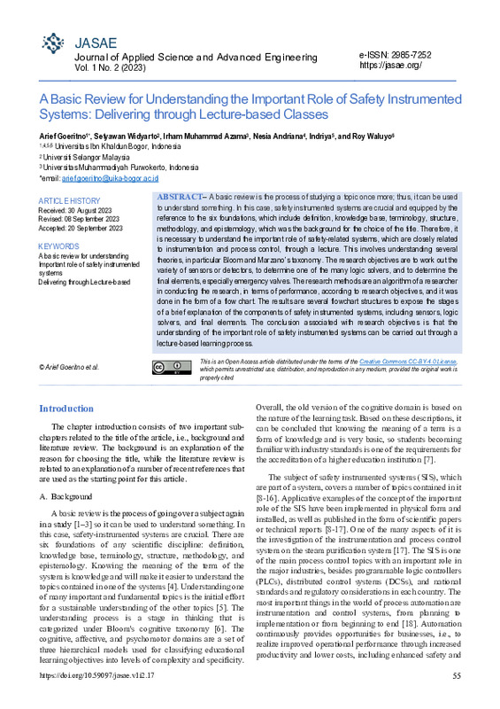 A Basic Review for Understanding the Important Role of Safety Instrumented Systems Delivering through Lecture-based Classes.pdf