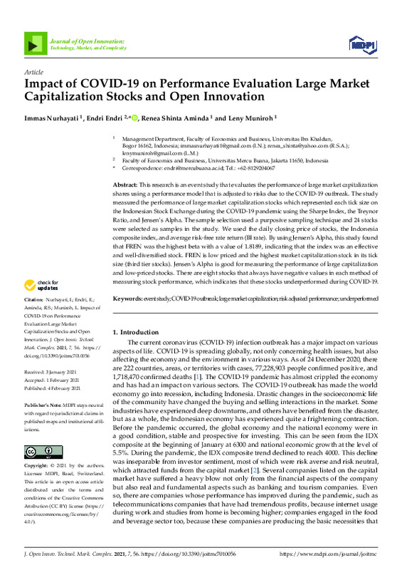 Impact of COVID-19 on performance evaluation large market capitalization stocks and open innovation.pdf