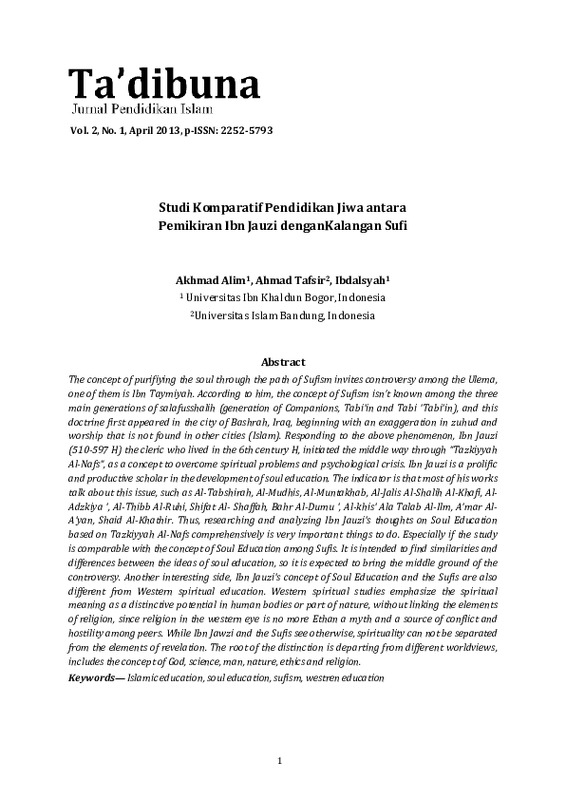 Pendidikan Jiwa Studi Komparatif Pemikiran Ibn Jauzi (510-597 H1116-1200 M) dengan Kalangan Sufi.pdf Pendidikan Jiwa Studi Komparatif Pemikiran Ibn Jauzi (510-597 H1116-1200 M) dengan Kalangan Sufi.pdf