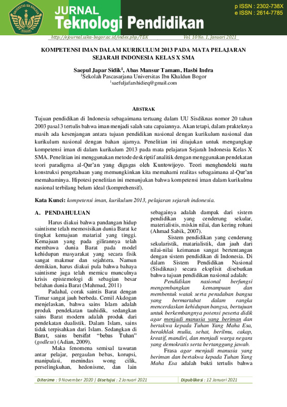 KOMPETENSI IMAN DALAM KURIKULUM 2013 PADA MATA PELAJARAN SEJARAH INDONESIA KELAS X SMA.pdf