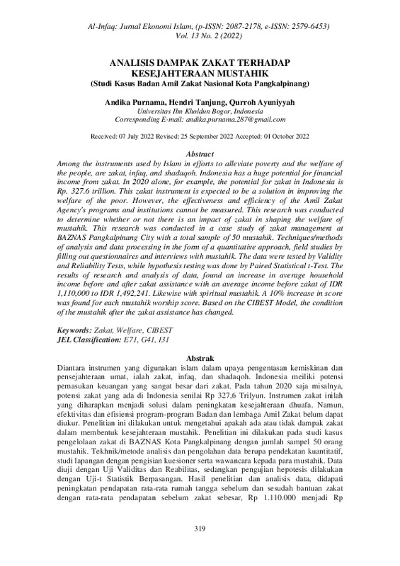 ANALISIS DAMPAK ZAKAT TERHADAP KESEJAHTERAAN MUSTAHIK (Studi Kasus Badan Amil Zakat Nasional Kota Pangkalpinang).pdf ANALISIS DAMPAK ZAKAT TERHADAP KESEJAHTERAAN MUSTAHIK (Studi Kasus Badan Amil Zakat Nasional Kota Pangkalpinang).pdf