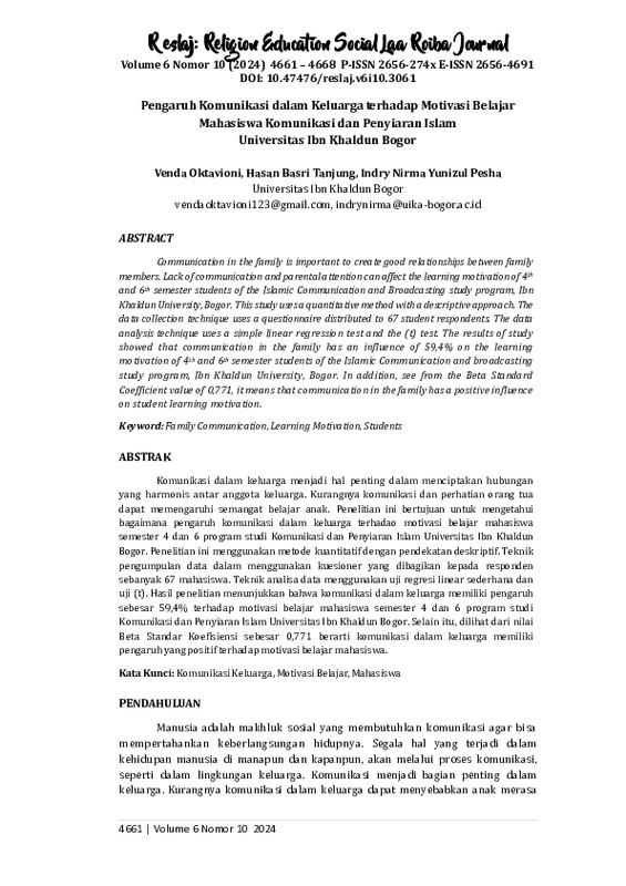 Pengaruh Komunikasi dalam Keluarga terhadap Motivasi Belajar Mahasiswa Komunikasi dan Penyiaran Islam Universitas Ibn Khaldun Bogor.pdf