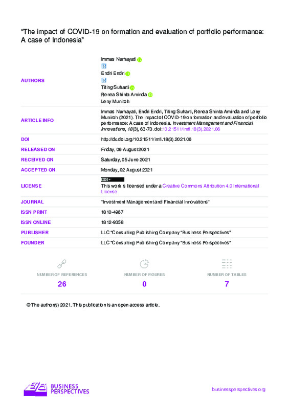 The impact of COVID-19 on formation and evaluation of portfolio performance A case of Indonesia.pdf
