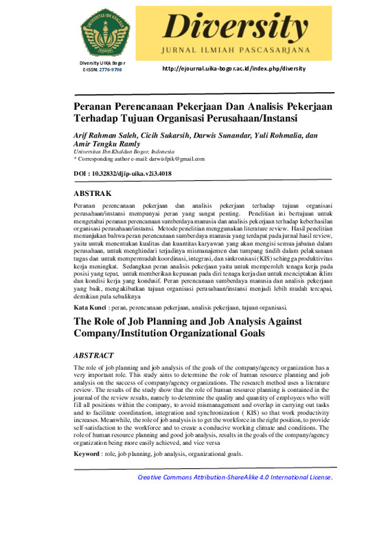 Peranan Perencanaan Pekerjaan dan Analisis Pekerjaan Terhadap Tujuan Organisasi Perusahaan Instansi.pdf