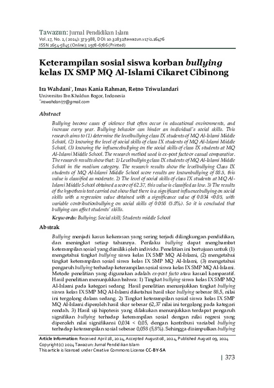 Keterampilan Sosial Siswa Korban Bullying Kelas IX SMP MQ Al-Islami Cikaret Cibinong Kabupaten.pdf Keterampilan Sosial Siswa Korban Bullying Kelas IX SMP MQ Al-Islami Cikaret Cibinong Kabupaten.pdf