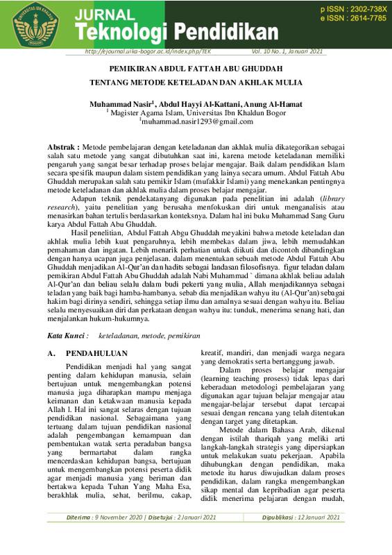 PEMIKIRAN ABDUL FATTAH ABU GHUDDAH TENTANG METODE KETELADAN DAN AKHLAK MULIA.pdf