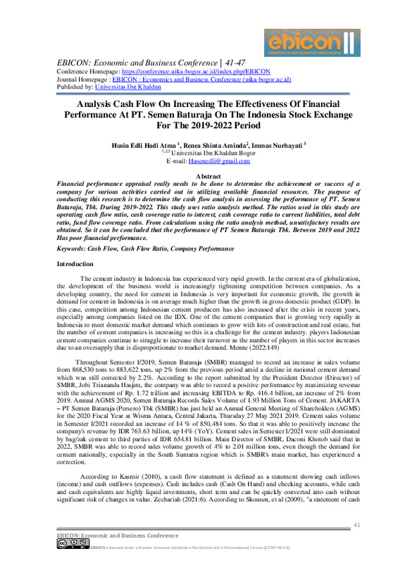 Analysis Cash Flow On Increasing The Effectiveness Of Financial Performance At PT. Semen Baturaja On The Indonesia Stock Exchange For The 2019-2022 Period.pdf Analysis Cash Flow On Increasing The Effectiveness Of Financial Performance At PT. Semen Baturaja On The Indonesia Stock Exchange For The 2019-2022 Period.pdf