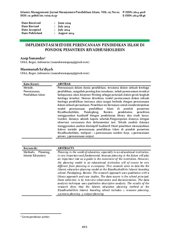 IMPLEMENTASI METODE PERENCANAAN PENDIDIKAN ISLAM DI PONDOK PESANTREN RIYADHUSHOLIHIIN.pdf IMPLEMENTASI METODE PERENCANAAN PENDIDIKAN ISLAM DI PONDOK PESANTREN RIYADHUSHOLIHIIN.pdf