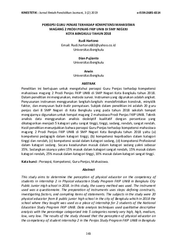 Persepsi Guru Penjas Terhadap Kompetensi Mahasiswa Magang 2 Prodi Penjas Fkip Unib Di Smp Negeri Kota Bengkulu Tahun 2018.pdf