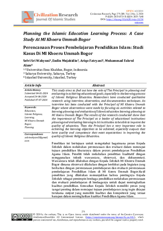 Planning the Islamic Education Learning Process A Case Study At MI Khoeru Ummah Bogor Perencanaan Proses Pembelajaran Pendidikan Islam Studi Kasus Di MI Khoeru Ummah Bogor.pdf