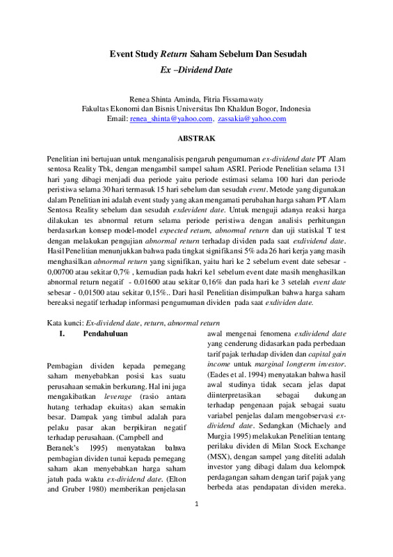 Event Study Return Saham Sebelum Dan Sesudah Ex–Dividend Date.pdf