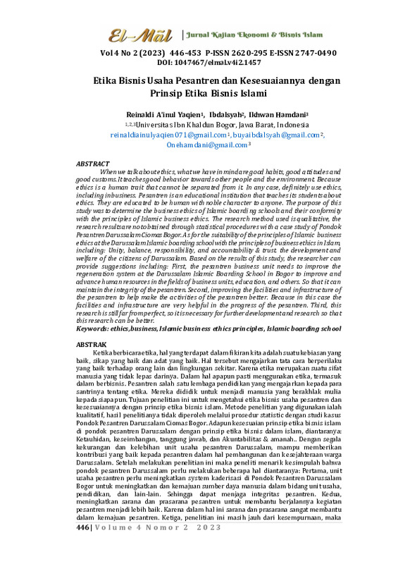 Etika Bisnis Usaha Pesantren dan Kesesuaiannya dengan Prinsip Etika Bisnis Islami.pdf Etika Bisnis Usaha Pesantren dan Kesesuaiannya dengan Prinsip Etika Bisnis Islami.pdf