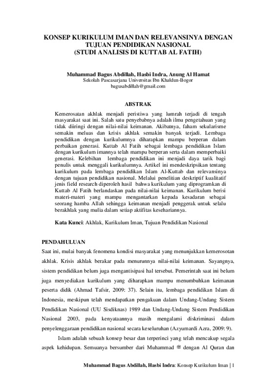 KONSEP KURIKULUM IMAN DAN RELEVANSINYA DENGAN TUJUAN PENDIDIKAN NASIONAL (STUDI ANALISIS DI KUTTAB AL FATIH).pdf