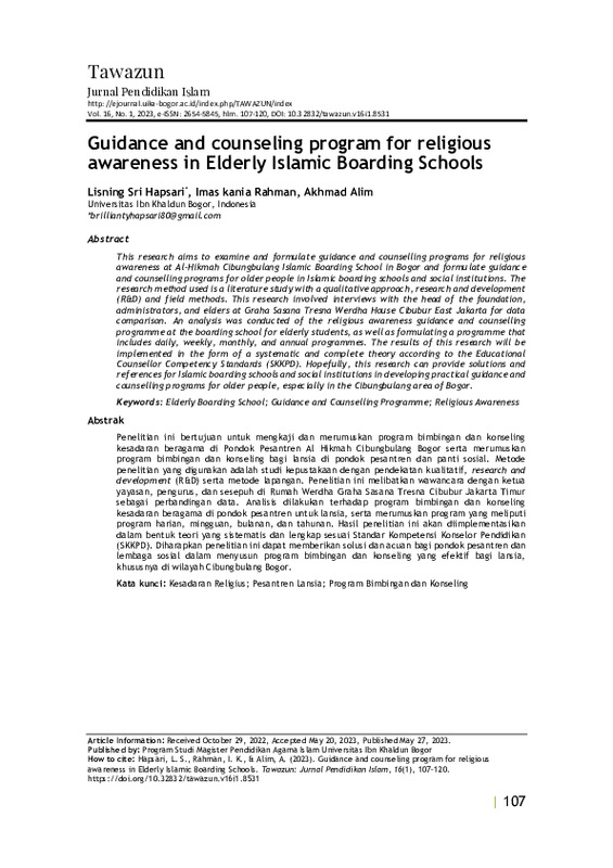 Guidance and counseling program for religious awareness in Elderly Islamic Boarding Schools.pdf Guidance and counseling program for religious awareness in Elderly Islamic Boarding Schools.pdf