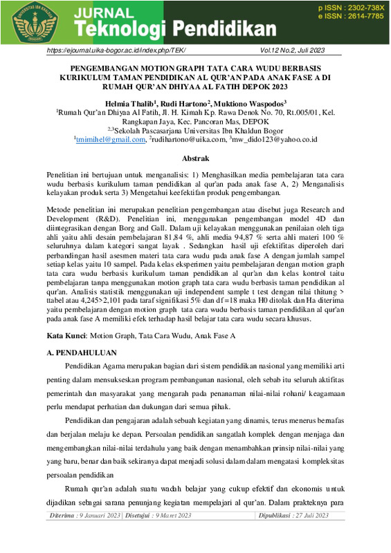 PENGEMBANGAN MOTION GRAPH TATA CARA WUDU BERBASIS KURIKULUM TAMAN PENDIDIKAN AL QUR'AN PADA ANAK FASE A DI RUMAH QUR’AN DHIYAA AL FATIH DEPOK 2023.pdf