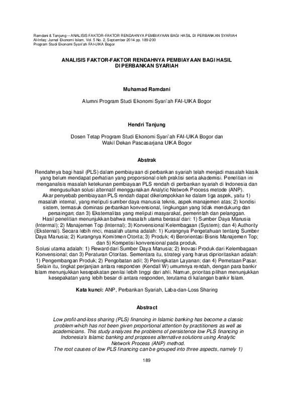 Analisis Faktor-Faktor Rendahnya Pembiayaan Bagi Hasil Di Perbankan Syariah.pdf