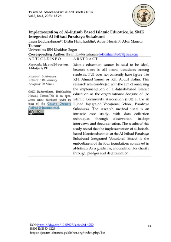 Implementation of Al-Intisab Based Islamic Education in SMK Integrated Al Ittihad Purabaya Sukabumi.pdf