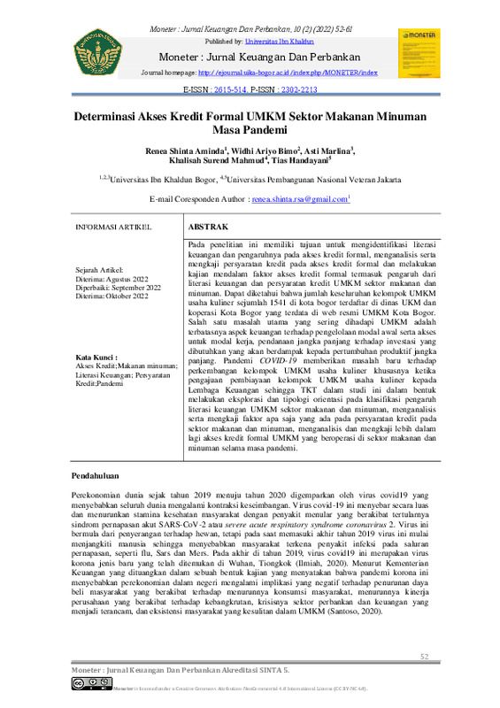 Determinasi Akses Kredit Formal UMKM Sektor Makanan Minuman Masa Pandemi.pdf Determinasi Akses Kredit Formal UMKM Sektor Makanan Minuman Masa Pandemi.pdf