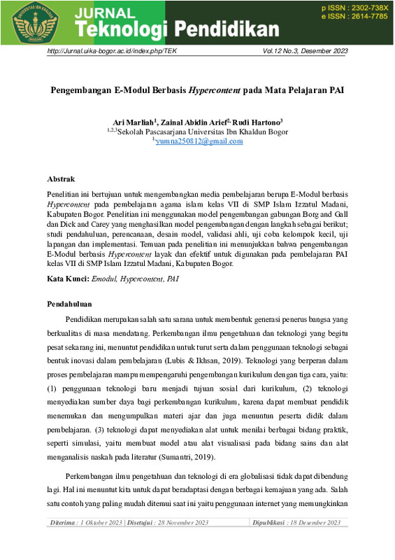 Pengembangan E-Modul Berbasis Hypercontent pada Mata Pelajaran PAI.pdf Pengembangan E-Modul Berbasis Hypercontent pada Mata Pelajaran PAI.pdf