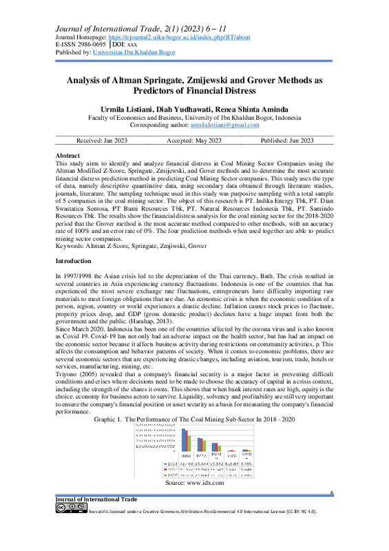 Analysis of Altman Springate, Zmijewski and Grover Methods as Predictors of Financial Distress.pdf