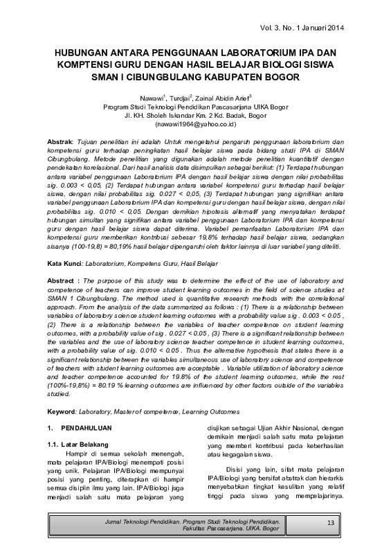 Hubungan Antara Penggunaan Laboratorium Ipa dan Komptensi Guru Dengan Hasil Belajar Biologi Siswa Sman I Cibungbulang Kabupaten Bogor.pdf