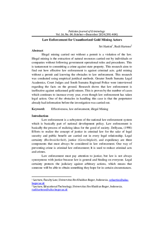 Law Enforcement for Unauthorized Gold Mining Actors.pdf Law Enforcement for Unauthorized Gold Mining Actors.pdf