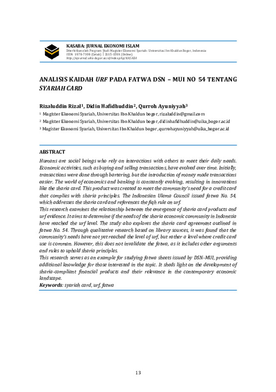 Analisis Kaidah Urf Pada Fatwa DSN–MUI No 54 Tentang Syariah Card.pdf