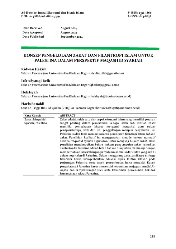 CONCEPT OF ZAKAT AND ISLAMIC PHILANTHROPY ORGANIZING FOR PALESTINE IN MAQASHID SHARIA PERSPECTIVE.pdf