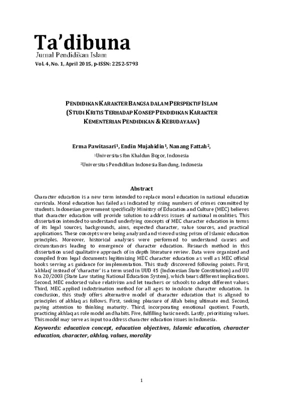 Pendidikan karakter bangsa dalam perspektif Islam (studi kritis terhadap konsep pendidikan karakter kementerian pendidikan & kebudayaan).pdf Pendidikan karakter bangsa dalam perspektif Islam (studi kritis terhadap konsep pendidikan karakter kementerian pendidikan & kebudayaan).pdf