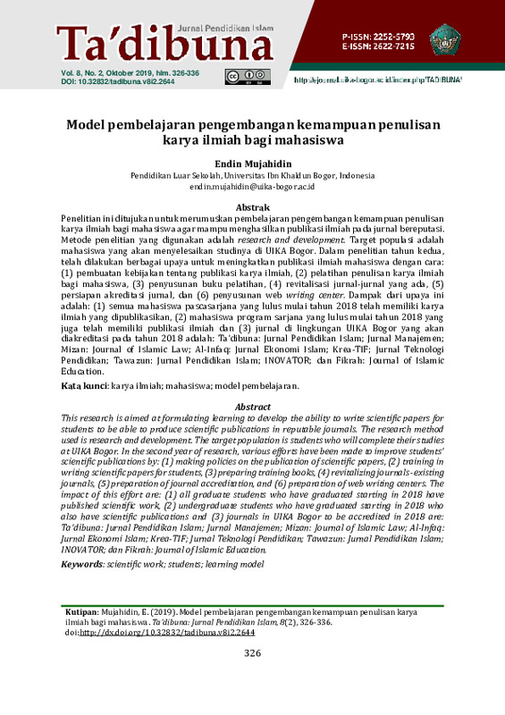 Model pembelajaran pengembangan kemampuan penulisan karya ilmiah bagi mahasiswa.pdf