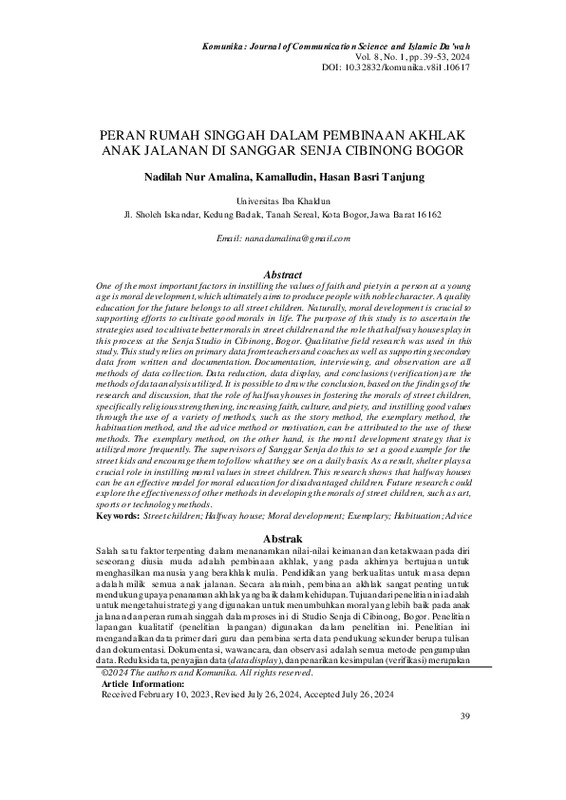 Peran Rumah Singgah dalam Pembinaan Akhlak Anak Jalanan di Sanggar Senja Cibinong Bogor.pdf Peran Rumah Singgah dalam Pembinaan Akhlak Anak Jalanan di Sanggar Senja Cibinong Bogor.pdf