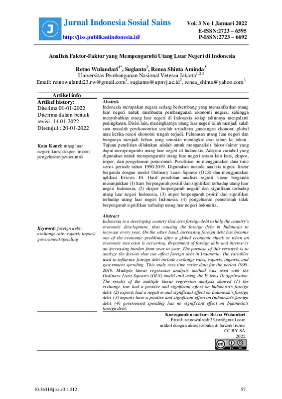 Analisis Faktor-Faktor Yang Mempengaruhi Utang Luar Negeri di Indonesia.pdf Analisis Faktor-Faktor Yang Mempengaruhi Utang Luar Negeri di Indonesia.pdf