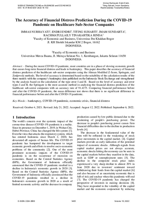 The Accuracy of Financial Distress Prediction During the COVID-19 Pandemic on Healthcare Sub-Sector Companies.pdf