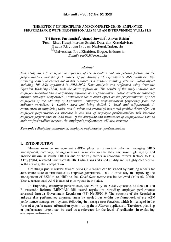 The Effect of Discipline and Competence on Employee Performance with Professionalism as an Intervening Variable.pdf
