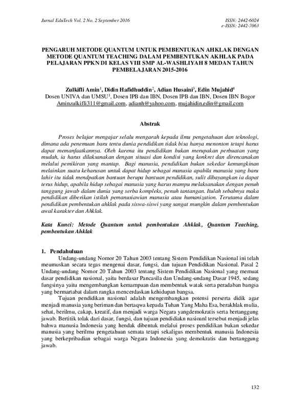Pengaruh Metode Ceramah Dengan Metode Quantum Teaching Dalam Pembentukan Akhlak Pada Pelajaran PPKN Di Kelas VIII SMP Al-Washliyah 8 Medan Tahun Pembelajaran 2015-2016.pdf