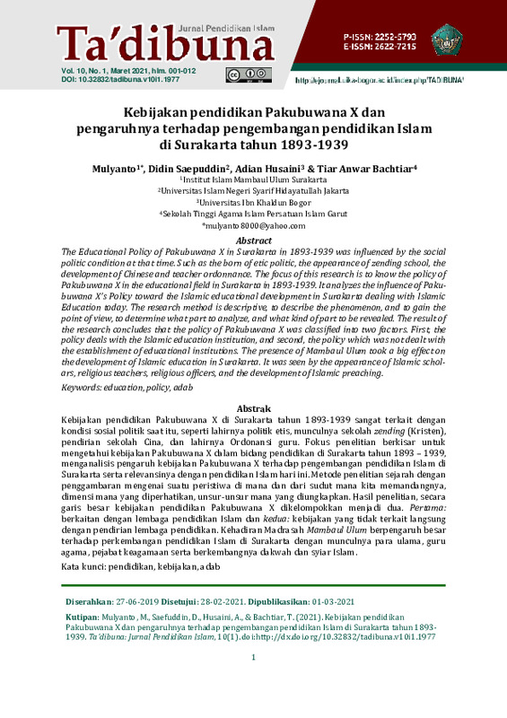 Kebijakan pendidikan Pakubuwana X dan pengaruhnya terhadap pengembangan pendidikan Islam di Surakarta tahun 1893-1939.pdf Kebijakan pendidikan Pakubuwana X dan pengaruhnya terhadap pengembangan pendidikan Islam di Surakarta tahun 1893-1939.pdf
