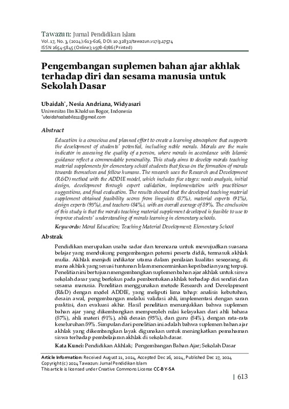 Pengembangan suplemen bahan ajar akhlak terhadap diri dan sesama manusia untuk Sekolah Dasar.pdf Pengembangan suplemen bahan ajar akhlak terhadap diri dan sesama manusia untuk Sekolah Dasar.pdf