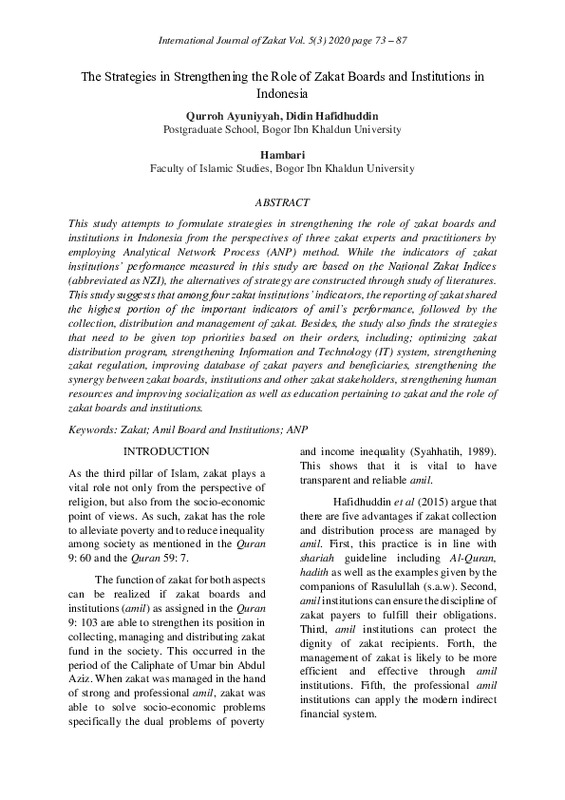 The Strategies in Strengthening the Role of Zakat Boards and Institutions in Indonesia.pdf