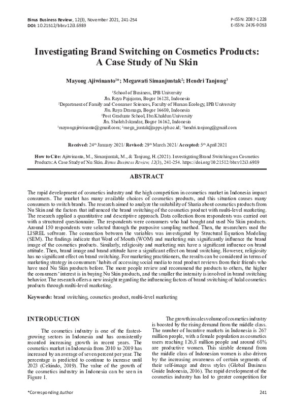 Investigating Brand Switching on Cosmetics Products A Case Study of Nu Skin.pdf