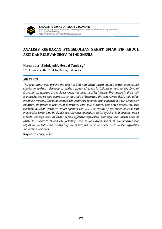 Analisis Kebijakan Pengelolaan Zakat Umar Bin Abdul Aziz dan Relevansinya di Indonesia.pdf