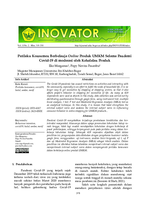 Perilaku Konsumen Berbelanja Online Produk UMKM Selama Pandemi Covid-19 di moderasi oleh Kehalalan Produk.pdf Perilaku Konsumen Berbelanja Online Produk UMKM Selama Pandemi Covid-19 di moderasi oleh Kehalalan Produk.pdf