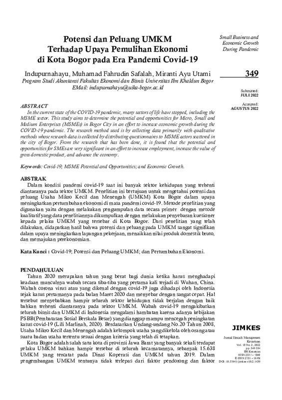 Potensi dan Peluang UMKM Terhadap Upaya Pemulihan Ekonomi di Kota Bogor Pada Era Pandemi Covid-19.pdf