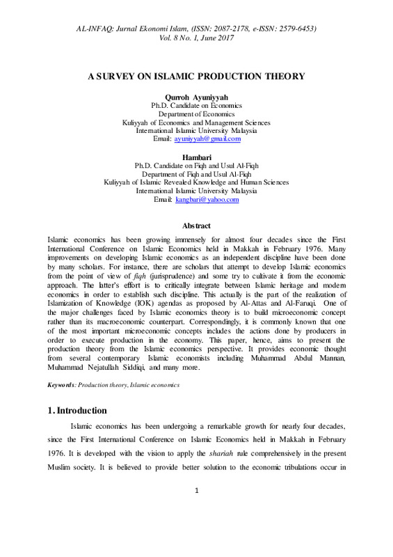 A SURVEY ON ISLAMIC PRODUCTION THEORY.pdf A SURVEY ON ISLAMIC PRODUCTION THEORY.pdf