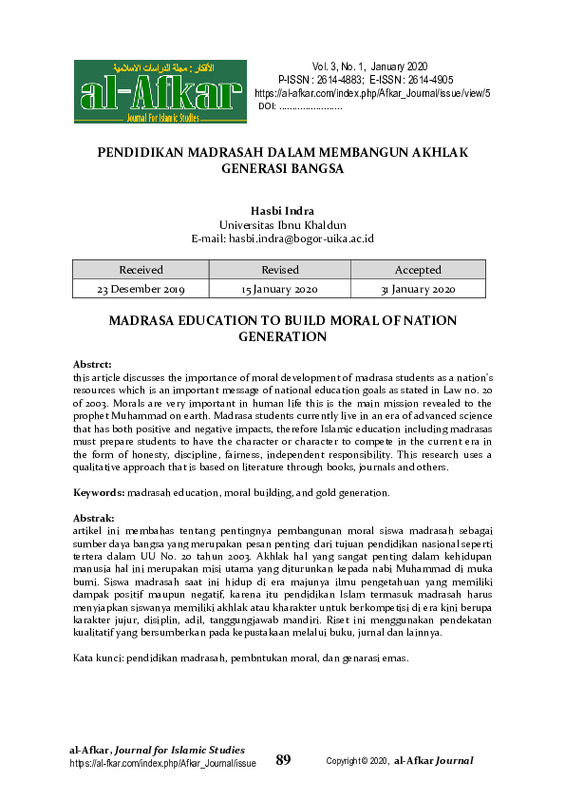 Pendidikan Madrasah Membangun Akhlak Generasi Bangsa.pdf Pendidikan Madrasah Membangun Akhlak Generasi Bangsa.pdf
