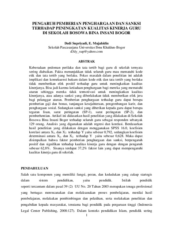 PENGARUH PEMBERIAN PENGHARGAAN DAN SANKSI TERHADAP PENINGKATAN KUALITAS KINERJA GURU DI SEKOLAH BOSOWA BINA INSANI BOGOR.pdf PENGARUH PEMBERIAN PENGHARGAAN DAN SANKSI TERHADAP PENINGKATAN KUALITAS KINERJA GURU DI SEKOLAH BOSOWA BINA INSANI BOGOR.pdf