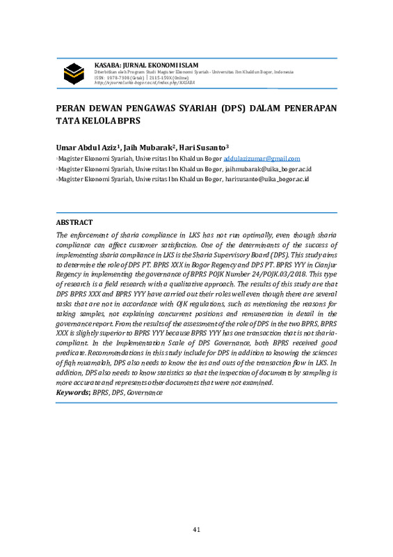 PERAN DEWAN PENGAWAS SYARIAH (DPS) DALAM PENERAPAN TATA KELOLA BPRS.pdf