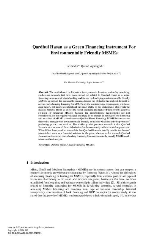 Qardhul Hasan as a Green Financing Instrument For Environmentally Friendly MSMEs.pdf