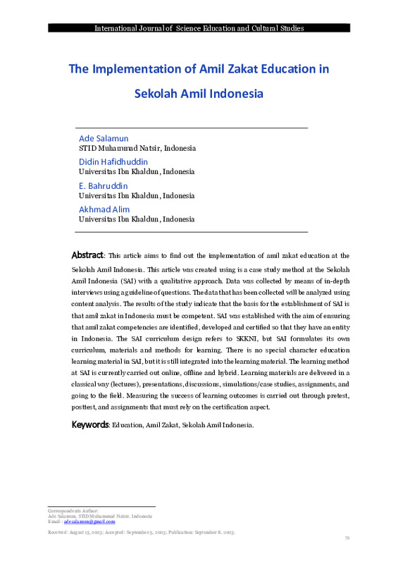 The Implementation of Amil Zakat Education in Sekolah Amil Indonesia.pdf