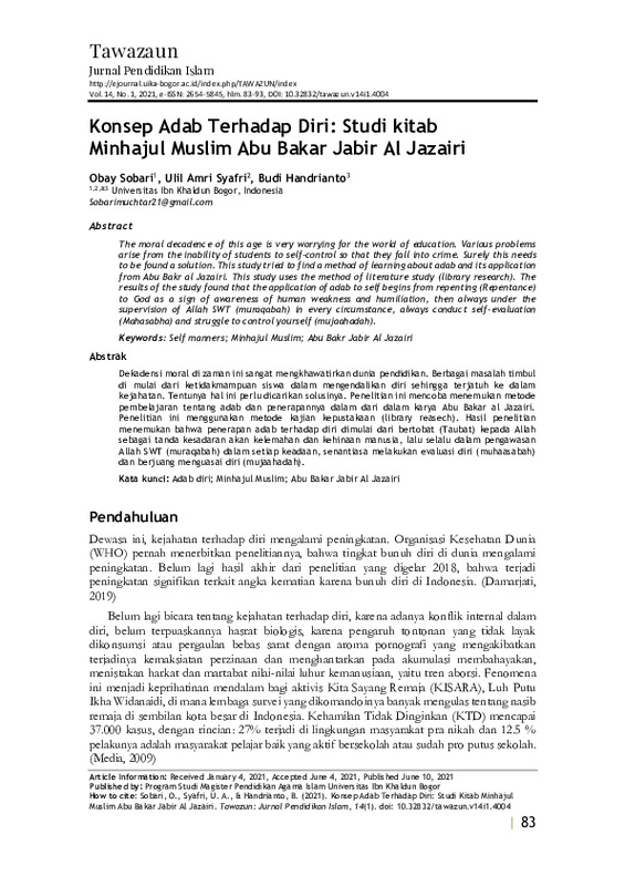 Konsep Adab Terhadap Diri Studi Kitab Minhajul Muslim Abu Bakar Jabir Al Jazairi.pdf