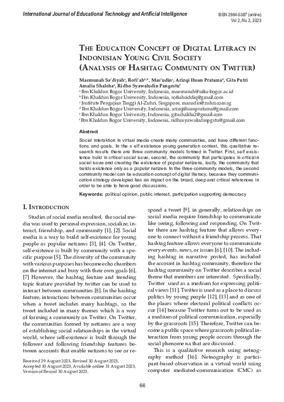 The Education Concept of Digital Literacy in Indonesian Young Civil Society (Analysis of Hashtag Community on Twitter).pdf